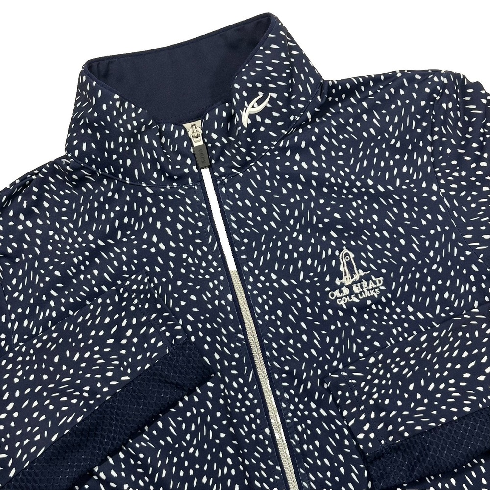 KJUS Sunshine Jacket Women 36 Small Navy White Embroidered UPF 50+ Full Zip